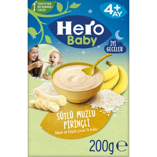 HERO BABY - Hero Baby Sütlü Pirinçli Muzlu Kaşık Mama 200g