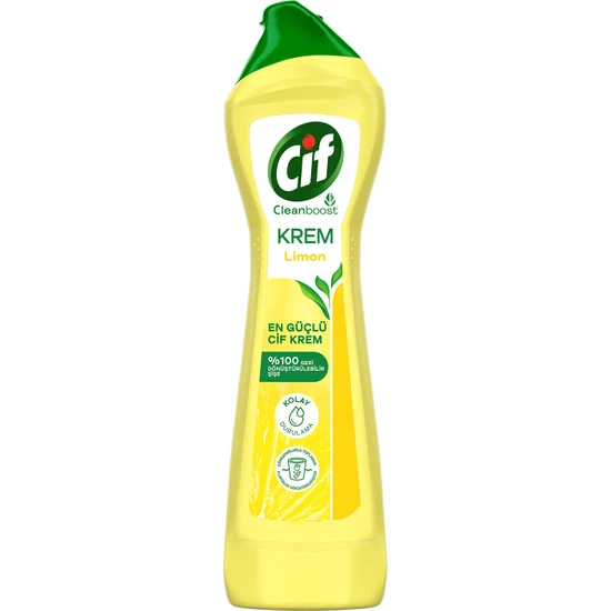 CİF - Cif Krem Yüzey Temizleyici Limon Kokulu Yağ ve Kireç Sökücü Leke Çıkarıcı 500 ML