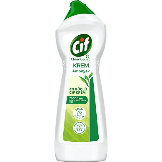 CİF - Cif Krem Yüzey Temizleyici Amonyaklı Yağ ve Kireç Sökücü Leke Çıkarıcı 750 ML