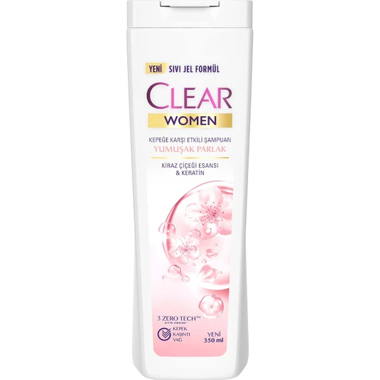 CLEAR - Clear Women Kepeğe Karşı Etkili Şampuan Yumuşak Parlak Kiraz Çiçeği Esansı & Keratin 350 ml