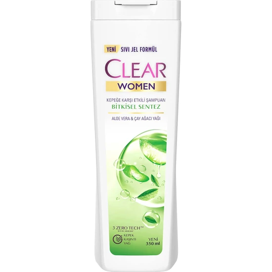 CLEAR - Clear Women Kepeğe Karşı Etkili Şampuan Bitkisel Sentez Aloe Vera & Çay Ağacı Yağı 350 ml