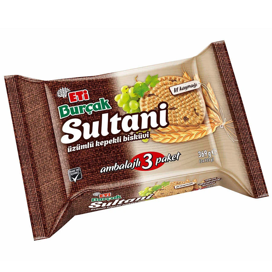 ETİ - Eti - Burçak Sultani 369 gr 3'lü Üzümlü Kepekli Bisküvi
