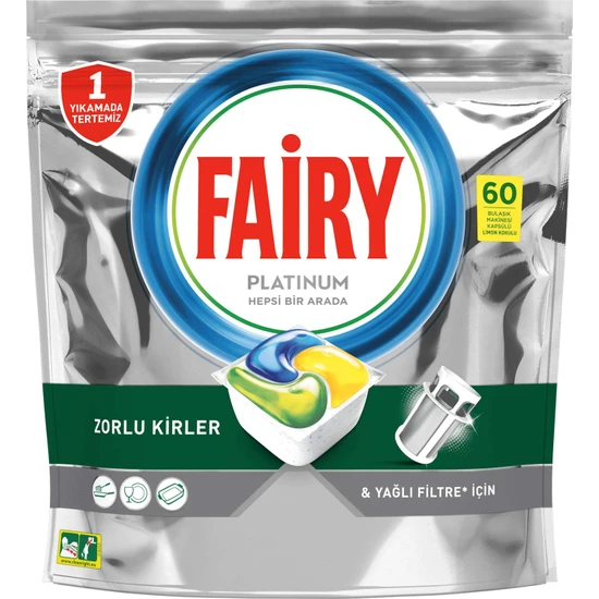 FAİRY - Fairy Platinum Bulaşık Makinesi Deterjanı Tableti / Kapsülü Limon Kokulu 60 Yıkama