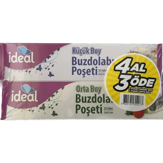 İDEAL - İdeal Buzdolabı Poşeti 4 Al 3 Öde 2 Orta + 2 Küçük
