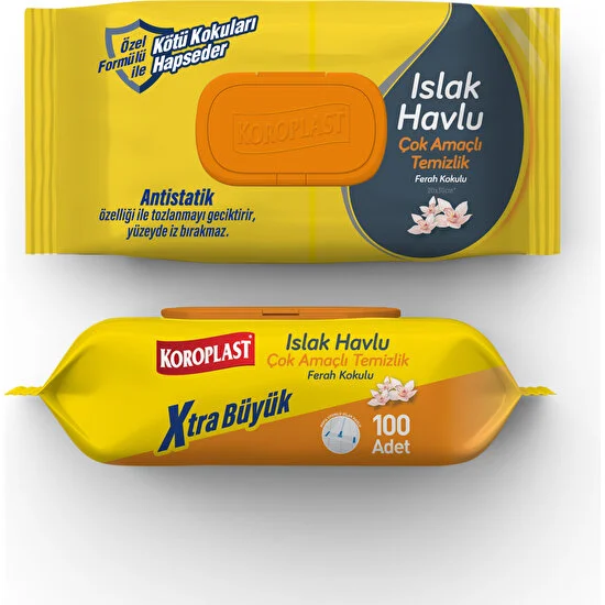 KOROPLAST - Koroplast 100'LÜ Çok Amaçlı Islak Temizlik Havlusu Ferah Kokulu
