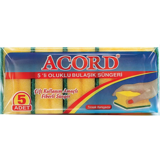 Acord Oluklu Bulaşık Süngeri 5'li