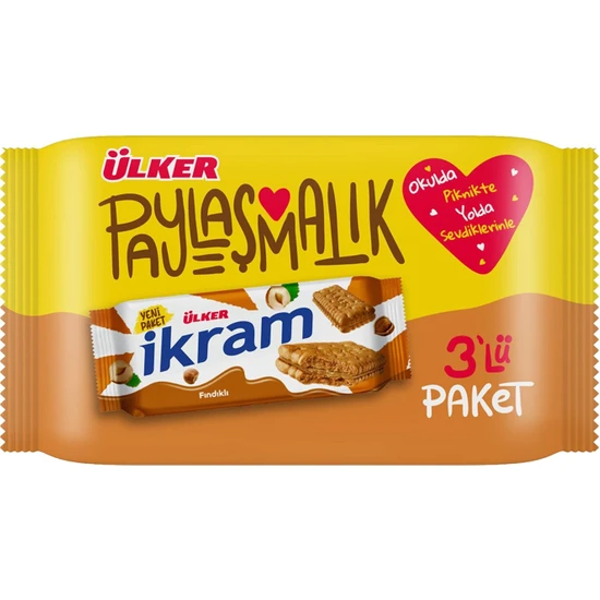 ÜLKER - Ülker - İkram Fındıklı Kremalı Bisküvi 3X84 gr